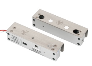 Bolt electric dublu cu actiune electromagnetica, monitorizare, temporizare si LED de stare: Tensiune de alimentare: 12 Vcc; Curent absorbit: 360 mA -in repaus / 2000 mA - la declansare; Forta de retinere: 9806 N (1000 kgf); Temporizare: 0/3/6/9 secunde;