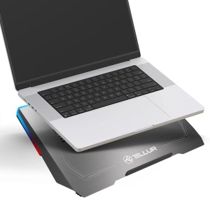 Cooler laptop Tellur Shade, pentru laptpori cu dimensiunea de 17", 3 ventilatoare, conexiune USB-A sau USB-C plug and play, iluminare RGB LED, gri - Img 4