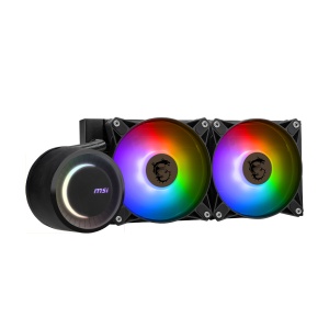 Cooler Procesor MSI MAG CORELIQUID E240 NEGRU, marime radiator 120mm, 2 ventilatoare ARGB, Viteza pompa: 3000 +/- 10%, Suport AMD: AM4/AM5, suport INTEL: LGA 1150/1151/1155/1156/1200/1700, Airflow: 25.5-75.04 CFM, Nivel de zgomot pompa: 20dBA