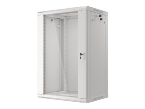 Dulap rack 19" perete 18U / 600x450 (flat pack) cu ușă din sticlă, gri V2