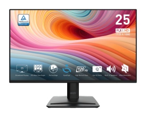 MSI Pro MP252 E2. Display diagonal: 62.2 cm (24.5"), Display resolution: 1920 x 1080 pixels, HD type: Full HD, Display technology: LED, Response time: 4 ms, Native aspect ratio: 16:9, Viewing angle, horizontal: 178°, Viewing angle, vertical: 178°.