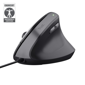 Trust Bayo II. Form factor: Right-hand, Vertical design. Device interface: USB Type-A, Movement resolution: 2400 DPI, Buttons quantity: 6, Scroll type: Wheel. Power source: Cable. Product colour: Black