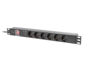 Unitate distributie alimentare PDU 19", 1U, 10A, 6 prize , negru, C14