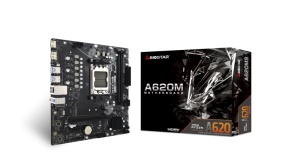 Biostar A620MS. Processor manufacturer: AMD, Processor socket: Socket AM5, Compatible processor series: AMD Ryzen 7000 Series, AMD Ryzen 8000 Series, AMD Ryzen 9000 Series. Supported memory types: DDR5-SDRAM, Maximum internal memory: 128 GB, Memory slots