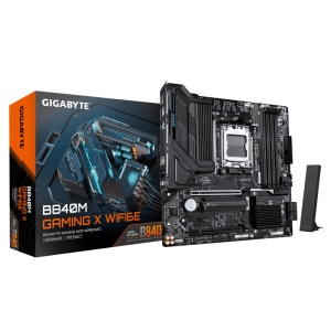GIGABYTE B840M GAMING X WIFI6E. Processor manufacturer: AMD, Processor socket: Socket AM5, Compatible processor series: AMD Ryzen 7000 Series, AMD Ryzen 8000 Series, AMD Ryzen 9000 Series. Supported memory types: DDR5-SDRAM, Maximum internal memory: 256