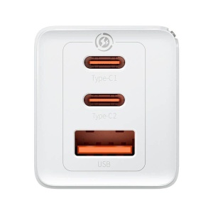 Incarcator retea Baseus GaN5 PRO, Quick Charge 65W, 2 porturi USB PD, 1 port USB Quick Charge, include cablu USB -C la USB-C de 100W, lungime 1m, alb - Img 2