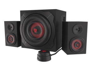 Sistem audio Genesis HELIUM 610BT, putere maxima RMS 60W, frecventa raspuns 40 - 20000 Hz, conectivitate mini jach, bluetooth 4.2, material lemn, negru/rosu