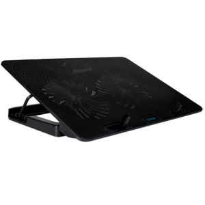 STAND SPACER notebook 17″ Gaming, placa metal, 2x125mm LED fans,turatie:1200-1400rpm, 5 trepte Inaltime, RGB 7 jocuri, Suport Telefon, Airflow 86cfm, 2xUSB, Silver, Nivel zgomot 30dBA