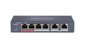 Switch Hikvision DS-3E0106P-E/M(B), 4 porturi, PoE