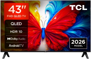 Televizor TCL QLED 43S5L, 108 cm, Smart Android TV, Full HD, Clasa F (Model 2026)