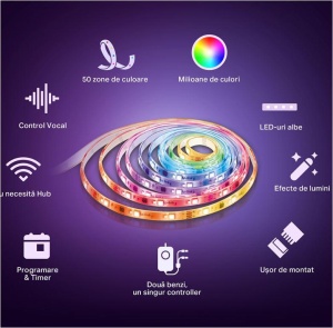 TP-Link Tapo L930-10 Smart light strip kit, 16 milioane culori 300 LED- uri RGB +300 LED-uri albe, 2 x 5m, dimensiuni: 5000 × 10 × 30 mm fiecare, Wi-Fi Protocol: IEEE 802.11b/g/n, Frecventa: 2.4 GHz, 2000 lm, 2500–6500 K. - Img 2