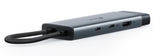USB Type-C 6-Port Hub SPEC: 1 USB-C Connector, 1 HDMI 4K 60Hz Port, 1 USB-C PD 100W Port, 1 RJ45 1000Mbps Port, 2 USB-A 3.0 Ports, 1 USB-C 3.0 Port FEATURE: Plug and Play, Self-storage for Connector, Fast Heat Dissipation, Flexible and Durable - Img 3