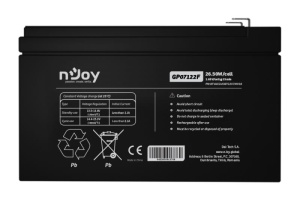 Acumulator nJoy GP07122F 12V 23.51W/cell Battery Model GP07122F Voltage 12V Power (1,65V/cell@15 min) 23.51W/cell Type VRLA - maintanance free Designed Floating Life 3~5 years Nominal Operating Temp. Range 25o C ± 3o C Terminal F2 terminal -Faston Tab - Img 9