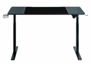 Birou gaming electric Serioux Elysium, dimensiuni: 1400x600x730mm, greutate suportata: 60 kg, reglare electrica pe inaltime inaltime ajustabila: 750 - 1210 mm, putere 100~240V, max. Viteza: 25 mm/s, 1 mouse Pad inclus, suport casti, suport cana/pahar,