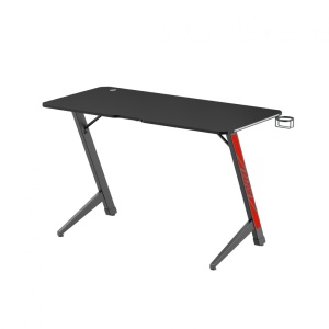 BIROU GAMING SERIOUX RAZOR Material: MDF și melamină, plastic, oțel Dimensiuni 1200x600x750mm Dimensiuni blat (LxlxA) 1200x600x15mm Greutate suportata 75kg Iluminare ambientală LED cu gradient multicolor Culoare: Negru și negru mat, negru și roșu mat - Img 3