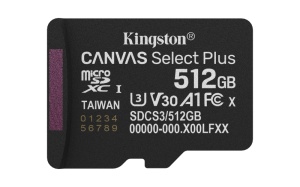 Card de memorie Kingston Canvas Select Plus Gen3 Micro-SDXC, 512 GB, Clasa 10