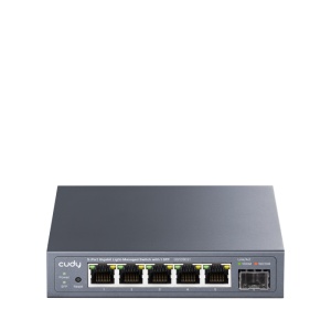 Cudy 5-Port Gigabit Easy-Managed Switch, 5× GbE, 1× 1.25G SFP, VLAN (802.1Q/MTU/Port-Based), QoS (802.1p/DSCP/Port-Based), gri