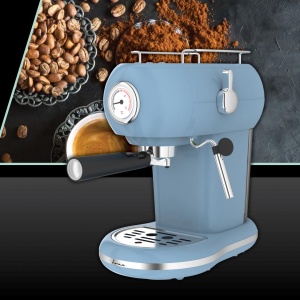 ESPRESSOR FRAM FEM-D15RBL, 1100W, 15 BAR, DIE-CAST ALUMINUM BOILER, WATER TANK: 1.2L, 2 CUPS DUAL-STAINLESS STEEL FILTER, HIGH PRESSURE FROTHING FUNCTION, DETACHABLE DRIP TRAY, OVERHEATING PROTECTION, OVERPRESSURE PROTECTION, COLOR: BLUE - Img 3