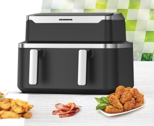 Friteuza dubla cu aer cald Heinner HAF-DDB9BK26, putere: 2600W, capacitate: 9L, control digital individual, temperatura: 80-220 grade C, timer 60 min, 10 programe presetate, auto-oprire, negru - Img 6