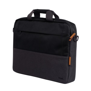 Geanta laptop Trust Lisboa, pentru laptopuri cu diagonala pana in 16",2 compartimente, material POM, RPET Polyester, RPET, volum 2.1 L, negru