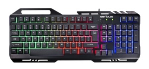 Kit Gaming Serioux Tobis 3 in 1, Tastatura de gaming, 104 taste, 7 taste Anti-ghosting, design slim, iluminare rainbow, structura metalica + taste negre, suport telefon, cablu USB 1.5M PVC, plug and play; Mouse gaming, senzor Sunplus 192, 1000-6400 DPI, - Img 6