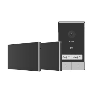 KIT VIDEINTERFON EZVIZ HP7 2-ENTRY, Senzor imagine: 1/2.7" Progressive Scan CMOS, Rezolutie 2K (2048x1296), Lentila: 2.0 mm @ F2.2, view angle: 162° (Diagonal) IR 6M, Compresie: H.265 / H.264 Ecran interior: 7 "touch screen, 1024x600 Conexiune: 2xFire (