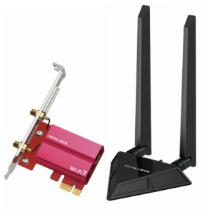 Mercusys BE9300 WiFi 7 Bluetooth 5.4 PCIe Adapte, IEEE 802.11 ax/be 6 GHz, IEEE 802.11 a/n/ac/ax/be 5 GHz, IEEE 802.11 b/g/n/ax/be 2.4 GHz, 5765 Mbps on 6 GHz, 2882 Mbps on 5 GHz, 688 Mbps on 2.4 GHz