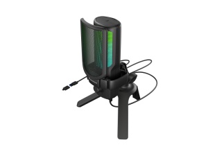 Microfon Genesis Radium 250, tip Condenser, model cardioid, suport fix, conectivitate USB-C, raspuns in frecventa 50 - 16.000 Hz, sensibilitate 40 dB, lungime cablu 200 cm, negru