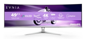 Monitor Philips 49" 49M2C8900L/00, Curvature: 1800R, Diagonal (inch): 49, Diagonal (cm): 124.5, Aspect ratio: 32:9, Panel: QD-OLED, Resolution: 5120x1440, Refresh Rate: 144Hz, Response time GtG: 0.03ms, Brightness (max): 1000 cd/m², Contrast (static) :