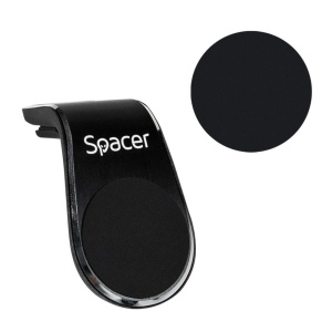 Suport auto Spacer pentru smartPhone, fixare in grilaj bord, prindere magnetica telefon 360 grade, negru - Img 4