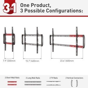 Suport TV de perete Barkan, pentru ecrane de pana la 13" - 90", greutate maxima suportata 60kg, distanta fata de perete 80mm - 200mm, VESA max. 600x400 mm, negru - Img 3