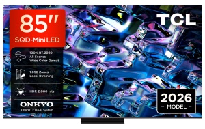 Televizor TCL SQD-MiniLED 85MSQLED80L, 214 cm, Smart Google TV, 4K, Onkyo (Model 2026)