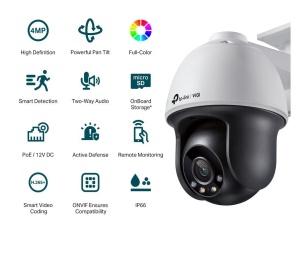 "TP-LINK VIGI 4MP Outdoor PAN/TILT Network Camera,VIGI C540(4mm), 1/3""Progressive Scan CMOS, obiectiv: 4mm, F1.6, unghi vizualizare Horizontal FOV: 79°, Vertical FOV: 43°, Diagonal FOV: 93°distanta IR: 30mm, interfata : 1 x RJ45 10/100M. " - Img 2