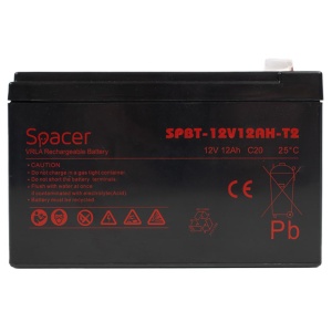 Acumulator UPS SPACER 12V/12Ah, negru - Img 2