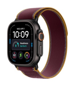 Apple Watch Ultra 4 GPS + Cellular 49mm Black Titanium Case with Burgundy Trail Loop - M/L