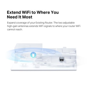 AX1500 Wi-Fi Range Extender SPEED: 300 Mbps at 2.4 GHz + 1201 Mbps at 5 GHz SPEC: 2× Fixed External Antennas, 1 × Gigabit Port, Wall Plugged, 1024 QAM, OFDMA FEATURE: MERCUSYS APP, WPS/Reset Button, Signal Indicator, Range Extender/Access Point mode, - Img 6
