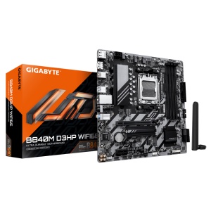 GIGABYTE B840M D3HP WIFI6E. Processor manufacturer: AMD, Processor socket: Socket AM5, Compatible processor series: AMD Ryzen 7000 Series, AMD Ryzen 8000 Series, AMD Ryzen 9000 Series. Supported memory types: DDR5-SDRAM, Maximum internal memory: 256 GB,