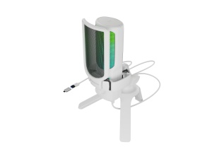 Microfon Genesis Radium 250, tip Condenser, model cardioid, suport fix, conectivitate USB-C, raspuns in frecventa 50 - 16.000 Hz, sensibilitate 40 dB, lungime cablu 200 cm, alb