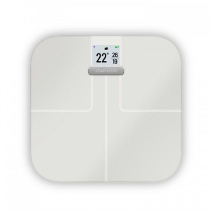Cantar inteligent Garmin Index S2, Dimensiuni: 320 x 310 x 28 mm, autonomie baterie: până la 9 luni; foloseşte 4 baterii AAA (incluse), Compatibil cu BLE: Da, compatibil cu ANT: Da, Wi-Fi: Da, 2,4GHz, Limită de greutate:181,4 kg, greutate 2kg, alb"