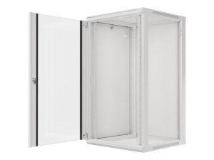 Dulap rack 19" perete 22U / 600x600 (flat pack) cu ușă din sticlă, gri V2