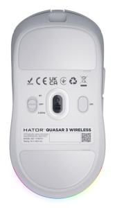 Mouse wireless Hator Quasar 3, conectivitate 2.4GHz, bluetooth si USB, polling rate pana la 1000Hz, rezolutie maxima 12000 DPI, capacitate baterie 600 mAh, durata de viata baterie in modul wireless pana la 100 ore, timp incarcare 2 ore, switch HATOR® - Img 3