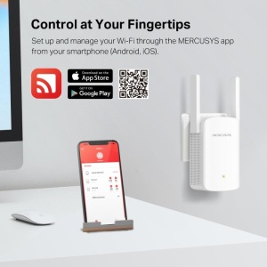 AX1500 Wi-Fi Range Extender SPEED: 300 Mbps at 2.4 GHz + 1201 Mbps at 5 GHz SPEC: 2× Fixed External Antennas, 1 × Gigabit Port, Wall Plugged, 1024 QAM, OFDMA FEATURE: MERCUSYS APP, WPS/Reset Button, Signal Indicator, Range Extender/Access Point mode, - Img 8