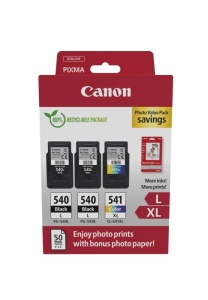 Canon pachet cartuse cearneala PG-540L X2 /CL-541XL Photo value pack, capacitate negru: 2 X 300 pagini/11ml, Color: 400 pagini / 15ml, Compatibil cu: PIXMA GM2050, PIXMA MG2140, PIXMA MG2150, PIXMA MG2155, PIXMA MG2250, PIXMA MG3140, PIXMA MG3150, PIXMA - Img 2