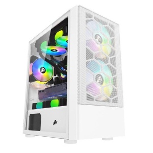 "Case X4-M(M-ATX) WHITE, FRONT PANEL:METAL MESH COVER LEFT SIDE PANEL:TEMPERED GLASS" Front: 2*14cm RGB fan, F1-PLUS-W 14cm fan 4PIN(Molex) Rear: 1*12cm RGB fan,F1-W 12cm fan 4PIN(Molex) - Img 3