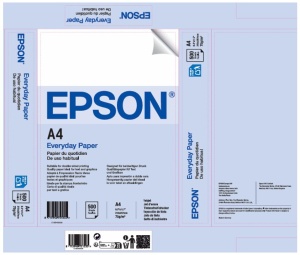 Hartie Epson A4 de uz zilnic, alba, 210 mm x 297 mm, pachet 500 coli, 75 gsm.
