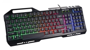 Kit Gaming Serioux Tobis 3 in 1, Tastatura de gaming, 104 taste, 7 taste Anti-ghosting, design slim, iluminare rainbow, structura metalica + taste negre, suport telefon, cablu USB 1.5M PVC, plug and play; Mouse gaming, senzor Sunplus 192, 1000-6400 DPI, - Img 7