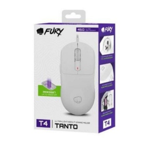 Mouse gamging cu fir Fury Tanto T4, rezolutie 12000DPI, senzor Pixart PAW3327, switch Huano Purple 90M, alb