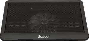 STAND LAPTOP SPACER SP-NC19 15.6", sita metal, fan 14cm, led albastru, negru