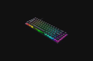 Tastatură de gaming cu fir Razer Huntsman V3 HE Mini 65%, switch Razer Hall Effect Magnetic, iluminare Razer Chroma RGB, lungime cablu 2m, , pana la 8000 Hz Polling Rate, durata de viata tastatura pana la 100 mil. click-uri, negru