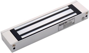 Electromagnet de forta Hikvision DS-K4H250S; Forta de retinere: 272kg; alimentare: 12 VDC or 24 VDC, (default voltage is 12 VDC); amperaj: 500 mA or 250 mA; Dimensiuni: 240 mm × 49 mm × 25.5 mm; Greutate: 2.1kg
